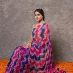 Magenta & Blue Shaded Lehariya Saree | Sequin Work | Jaipurio Designer Collection